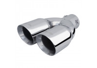 Simoni Racing Exhaust finisher Dual Round / Angled Stainless Steel - Ø2x76xL240mm - Mounting 34-60mm