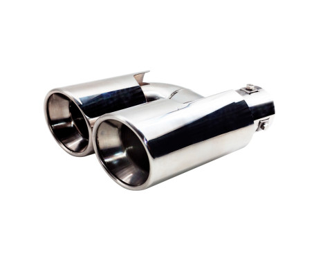 Simoni Racing Exhaust Tip Double Round Stainless Steel - Ã˜90xL220mm - Mounting ->Ã˜37-59mm