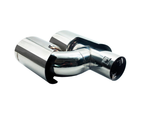 Simoni Racing Exhaust Tip Double Round Stainless Steel - Ã˜90xL220mm - Mounting ->Ã˜37-59mm, Image 2