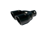 Simoni Racing Exhaust Tip Double Round Stainless Steel - Black - Ã˜90xL240mm - Mounting ->34-57mm