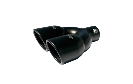 Simoni Racing Exhaust Tip Double Round Stainless Steel - Black - Ã˜90xL240mm - Mounting ->34-57mm