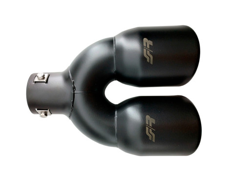 Simoni Racing Exhaust Tip Double Round Stainless Steel - Black - Ã˜90xL240mm - Mounting ->34-57mm, Image 3