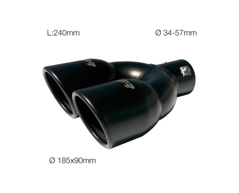 Simoni Racing Exhaust Tip Double Round Stainless Steel - Black - Ã˜90xL240mm - Mounting ->34-57mm, Image 5