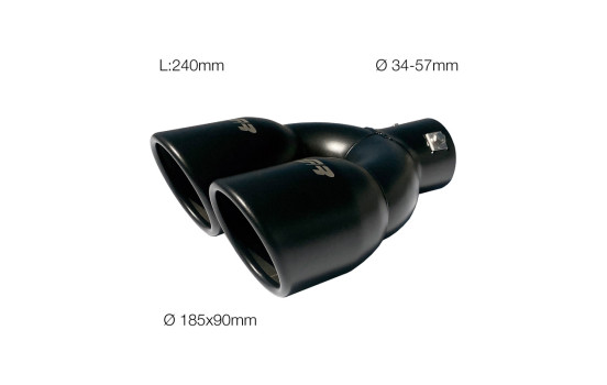 Simoni Racing Exhaust Tip Double Round Stainless Steel - Black - Ã˜90xL240mm - Mounting ->34-57mm, Image 5