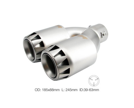 Simoni Racing Exhaust Tip Double Round Stainless Steel - Titanium Jet Engine Design 185x88xL245mm - Mounting -, Image 2