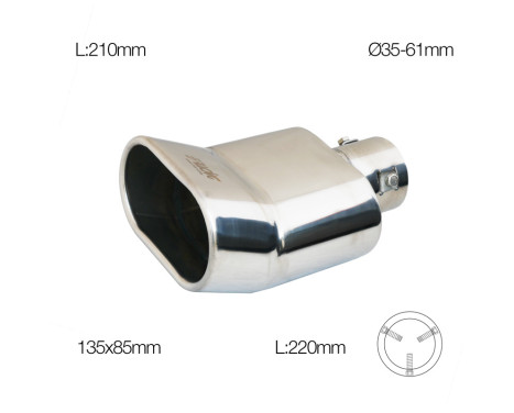 Simoni Racing Exhaust Tip DTM Stainless Steel - 135x85xL220mm - Assembly 35-61mm, Image 2