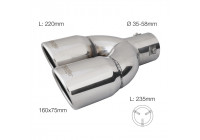 Simoni Racing Exhaust Tip Dual Left Round/Slanted Stainless Steel - 70xL220mm - Assembly ->58mm