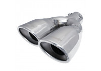Simoni Racing Exhaust Tip Dual Oval/Slanted Stainless Steel - 167x67xL220mm - Mounting 37->57mm - Left