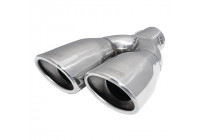 Simoni Racing Exhaust Tip Dual Oval/Slanted Stainless Steel - 167x67xL220mm - Mounting 37->57mm - Right
