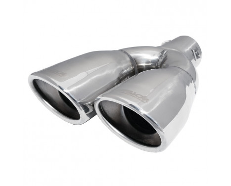 Simoni Racing Exhaust Tip Dual Oval/Slanted Stainless Steel - 167x67xL220mm - Mounting 37->57mm - Right