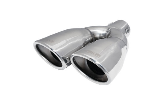 Simoni Racing Exhaust Tip Dual Oval/Slanted Stainless Steel - 167x67xL220mm - Mounting 37->57mm - Right