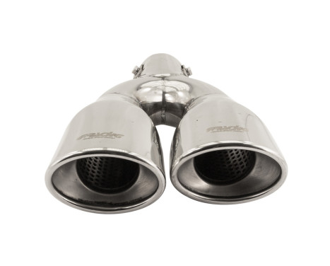 Simoni Racing Exhaust Tip Dual Oval/Slanted Stainless Steel - 167x67xL220mm - Mounting 37->57mm - Right, Image 2