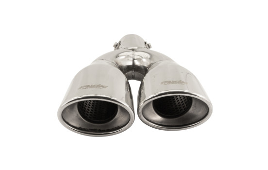Simoni Racing Exhaust Tip Dual Oval/Slanted Stainless Steel - 167x67xL220mm - Mounting 37->57mm - Right, Image 2