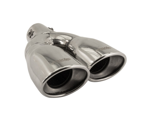 Simoni Racing Exhaust Tip Dual Oval/Slanted Stainless Steel - 167x67xL220mm - Mounting 37->57mm - Right, Image 3