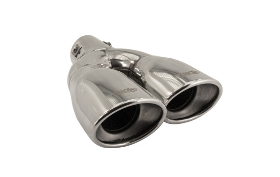 Simoni Racing Exhaust Tip Dual Oval/Slanted Stainless Steel - 167x67xL220mm - Mounting 37->57mm - Right, Image 3