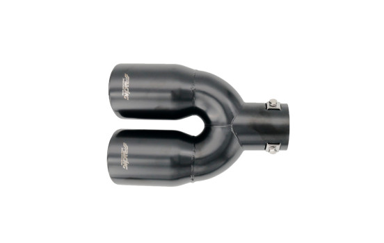 Simoni Racing Exhaust Tip Dual Round/Slanted Stainless Steel Black - Ã˜2x76xL240mm - Mounting 34-60mm, Image 3