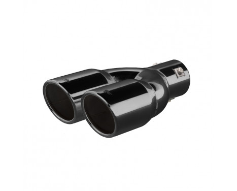 Simoni Racing Exhaust Tip Dual Round/Slanted Stainless Steel Black - 76xL230mm - Assembly ->58mm