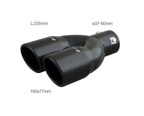 Simoni Racing Exhaust Tip Dual Round/Slanted Stainless Steel Black - 76xL230mm - Assembly ->58mm, Image 2