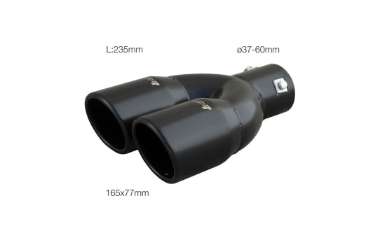 Simoni Racing Exhaust Tip Dual Round/Slanted Stainless Steel Black - 76xL230mm - Assembly ->58mm, Image 2