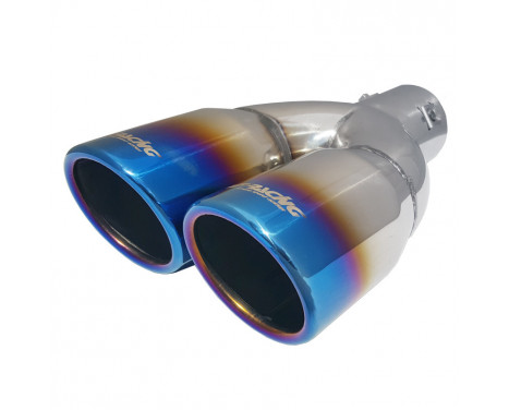 Simoni Racing Exhaust Tip Dual Round/Slanted Stainless Steel/Titanium - 76xL230mm - Assembly -37->58mm