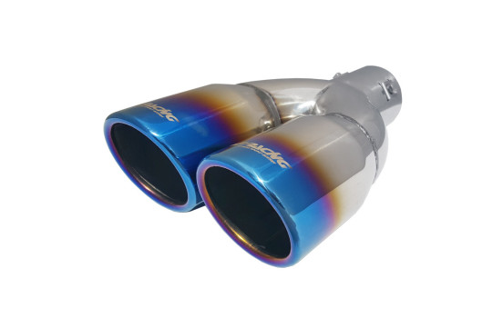 Simoni Racing Exhaust Tip Dual Round/Slanted Stainless Steel/Titanium - 76xL230mm - Assembly -37->58mm