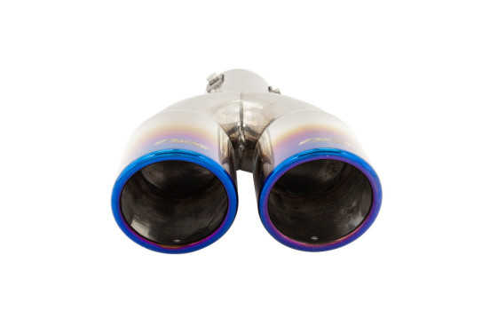 Simoni Racing Exhaust Tip Dual Round/Slanted Stainless Steel/Titanium - 76xL230mm - Assembly -37->58mm, Image 2