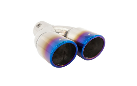 Simoni Racing Exhaust Tip Dual Round/Slanted Stainless Steel/Titanium - 76xL230mm - Assembly -37->58mm, Image 3
