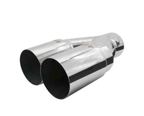 Simoni Racing Exhaust Tip Dual Round Stainless Steel - Ã˜88xL265/280mm - Mounting 33->73mm