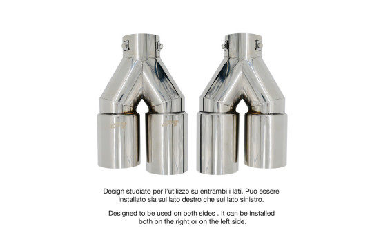 Simoni Racing Exhaust Tip Dual Round Stainless Steel - Ã˜88xL265/280mm - Mounting 33->73mm, Image 3