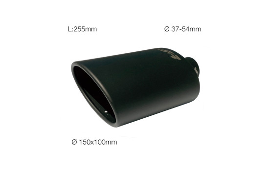 Simoni Racing Exhaust Tip Oval/Slanted - Black - 150x100xL255mm - Mounting ->37-54mm, Image 5