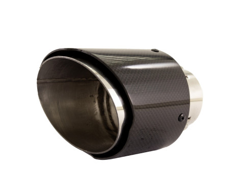 Simoni Racing Exhaust Tip Round / Oblique Glossy-Carbon + Stainless steel - 89xL155mm - Assembly 63mm, Image 9