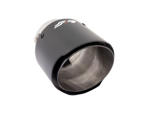 Simoni Racing Exhaust Tip Round/Slanted Matt-Carbon+Stainless Steel - 102xL155mm - Mounting 50-76m, Image 3