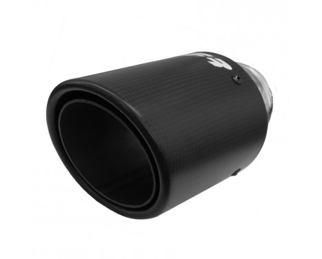 Simoni Racing Exhaust Tip Round/Slanted Matt-Carbon+Stainless Steel - 89xL155mm - Mounting 63mm