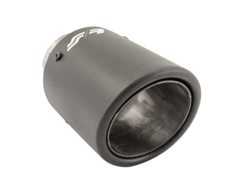 Simoni Racing Exhaust Tip Round/Slanted Matt-Carbon+Stainless Steel - 89xL155mm - Mounting 63mm, Image 3