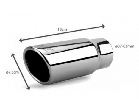 Simoni Racing Exhaust Tip Round/Slanted Stainless Steel - Diameter 76 - Length 180mm - Mounting 37 - 63 mm, Image 2