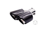 Simoni Racing Exhaust Trim Double Right Round/Slanted Stainless Steel & Carbon - 92xL215-230mm