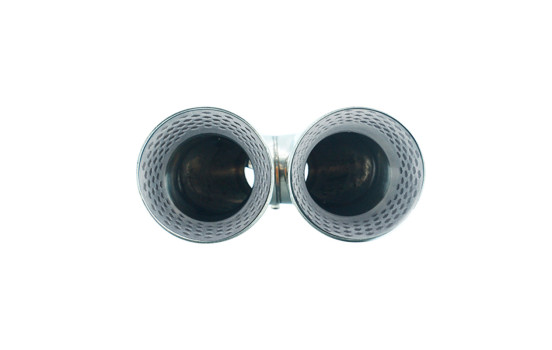 Simoni Racing Exhaust Trim Double Round/Slanted Stainless Steel - 90xL245mm - Mounting 35->61mm, Image 2