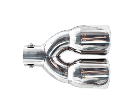 Simoni Racing Exhaust Trim Double Round/Slanted Stainless Steel - 90xL245mm - Mounting 35->61mm, Image 4