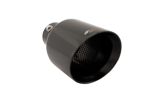 Simoni Racing Exhaust trim Round / Angled Stainless Steel Black - Ø115xL210mm - Mounting 38-63mm, Image 3