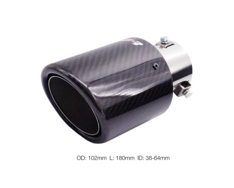 Simoni Racing Exhaust Trim Round/Slanted Glossy-Carbon - 102xL180mm - Mounting 38-63mm, Image 2