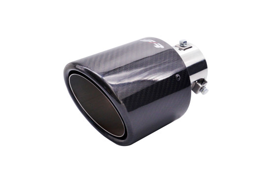 Simoni Racing Exhaust Trim Round/Slanted Glossy-Carbon - 114xL185mm - Mounting 38-63mm