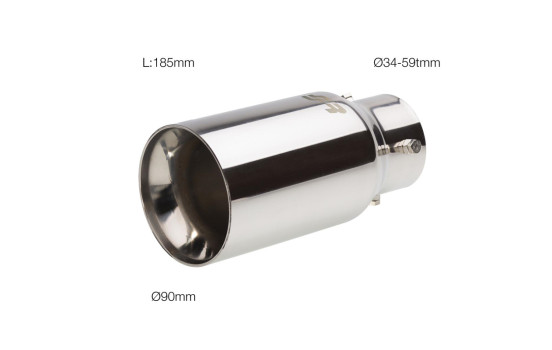 Simoni Racing Exhaust Trim Round / Straight Stainless Steel - Ø90xL185mm - Mounting 34-59mm, Image 2