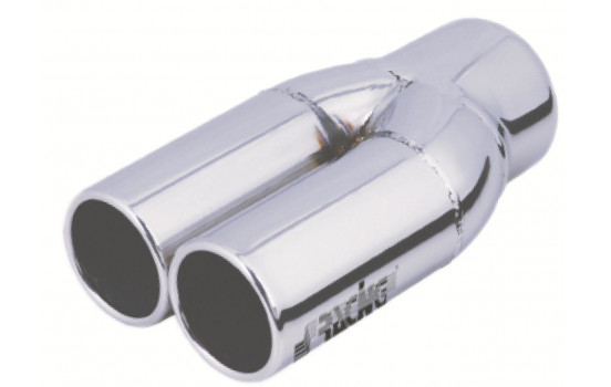 Simoni Racing Uitlaatsierstuk Dual Round RVS - Diameter 63- Length 220mm - Mounting 60mm