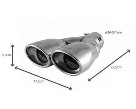 Tail Pipe Dual Oval / Oblique SS - 86x63xL235mm - Inlet Dia. 34-57 mm Simoni Racing, Image 2