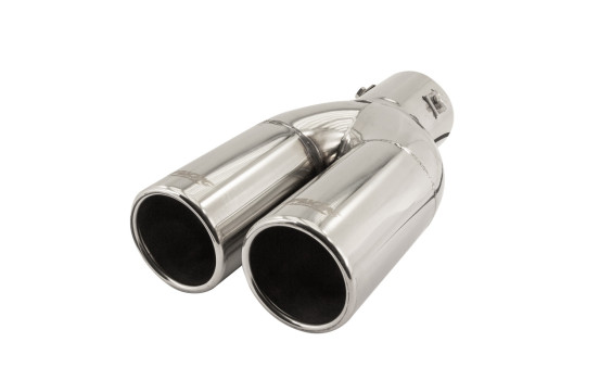 Tail Pipe Dual/Twin Round Stainless Diameter 63mm - 9 inches / Inlet Dia. 60mm Simoni Racing, Image 2