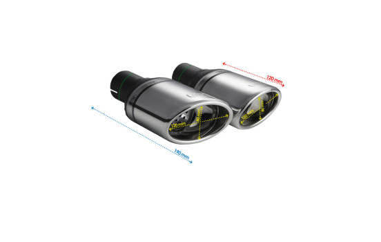 Tail Pipe Right Oval 120x80mm - 5 inches / Inlet Dia. 50mm - Stainless Ulter Sport, Image 3