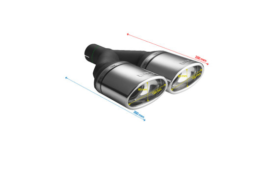 Twin Exhaust Trim Dual Oval 120x80mm Type II - 10 inches / Inlet Dia. 50mm - Ulter Sport, Image 3