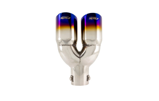 Twin Tail Pipe Burnt End Round Stainless / Titanium Ø76mm - 9 inches / Inlet Dia. - 37-58mm Simoni Racing, Image 4