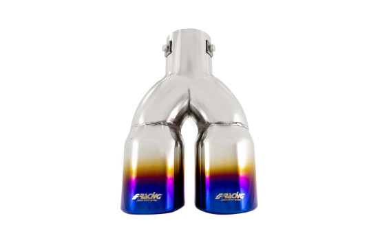 Twin Tail Pipe Burnt End Round Stainless / Titanium Ø76mm - 9 inches / Inlet Dia. - 37-58mm Simoni Racing, Image 6