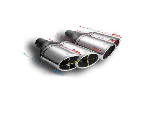 Twin Tail Pipe Left Dual Oval - Diameter 160x65mm - 8 inches / Inlet Dia. 50mm Ulter Sport, Image 3